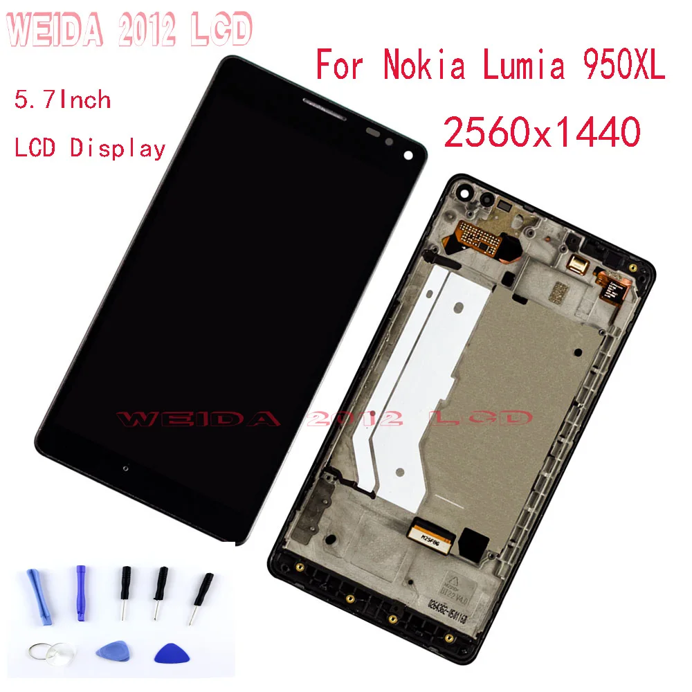 

WEIDA LCD Display For Nokia Lumia 950 XL Touch Screen Digitizer Assembly + Frame 950XL Replacement Parts RM-1116 LCD for Black