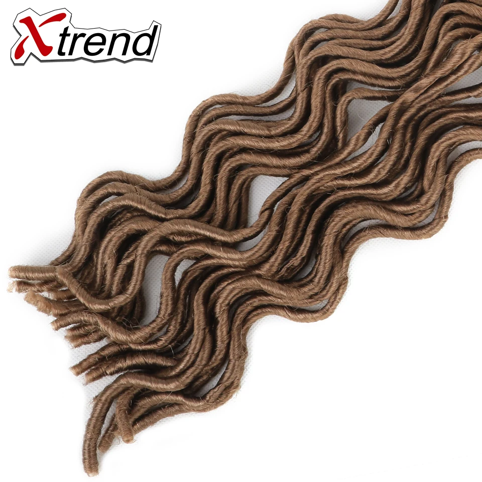 Xtrend Faux locs CURLY, вязанные крючком волосы, 20 дюймов, 24 корня, синтетические плетеные волосы для наращивания, бордовые, черные, высокотемпературные волокна