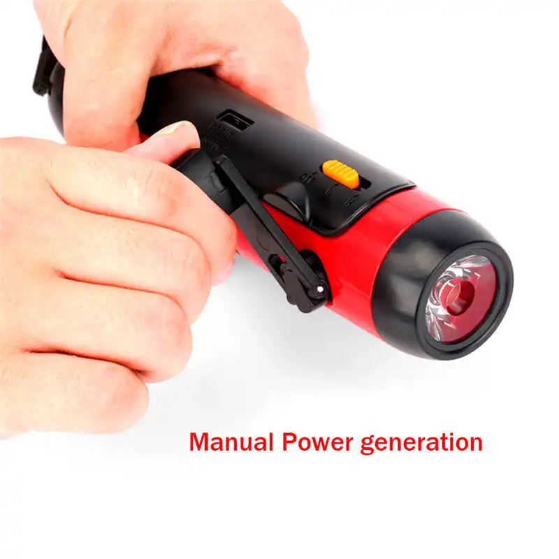 Alarm FM Radio Mobile Phone Charging Hand-operated Power Generat powerful led flashlight lampada led #4S8 (5)