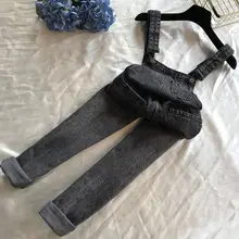 Новинка, весенние и осенние свободные джинсы для студентов, брюки на лямках, простые узкие джинсовые комбинезоны с высокой талией, женские брюки