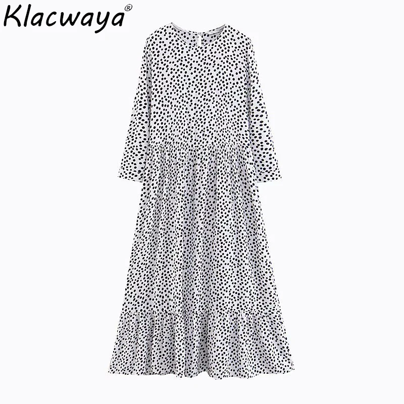 Online 2019 herbst Strand Frauen Maxi Kleid Vintage Polka Dots Damen Elegante Lange Kleider Mädchen Hohe Taille Lange Kleid Vestidos feminine