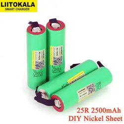 4 шт./лот Liitokala новый оригинальный 18650 2500 мАч батареи INR1865025R 3,6 В разряда 20A посвященный Мощность аккумулятор + DIY никелевый лист