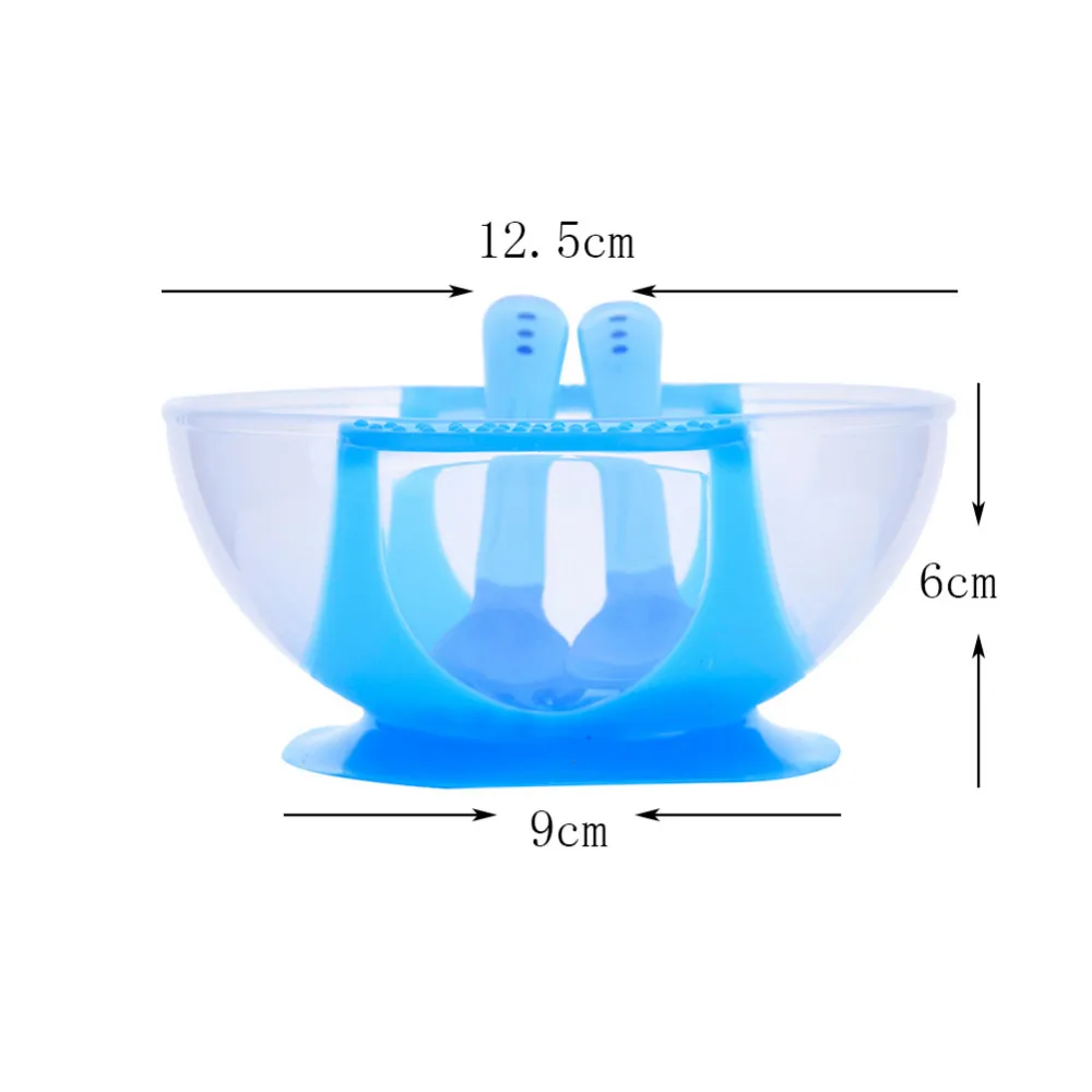 3 шт., безопасная детская посуда для кормления, Яркая Цветная чашка для детей с присоской, ложка для кормления младенцев