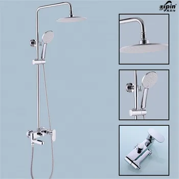 

Bathroom chrome Brass Bathtub Shower Set Wall Mounted 8" Rainfall Shower Mixer Tap Faucet 3-functions Mixer Valve