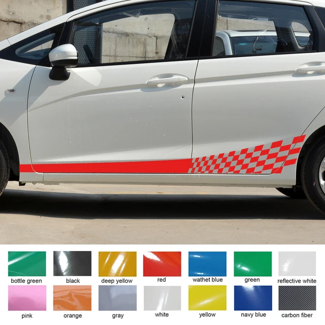 Best Offers 2pc cool racing stripes styling Car accessories stickers side door stripe graphic vinyl car decals for Honda fit 2014 on