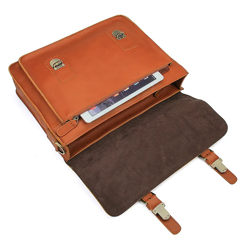 Männer Messenger Nesitu Gegerbtem Leder 14 Portfolio Echtem Aktentasche ''laptop M7105 Gemüse Taschen Durable Dicke Braun Herren qxOq7