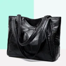 Женская сплошная цветная сумка, дамы новой большой емкости, чисто черный, тканая текстура, водонепроницаемая полиуретан, дизайн одежды, многофункциональная, простая, универсальная, практичная сумка Tote