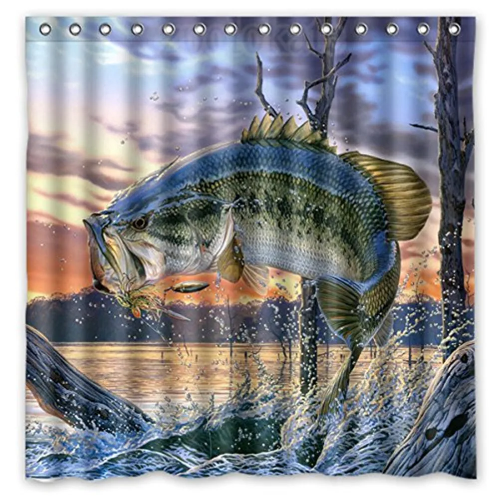Large Mouth Colorful Bling Printed Waterproof Polyester Fabric Shower Curtain | Дом и сад