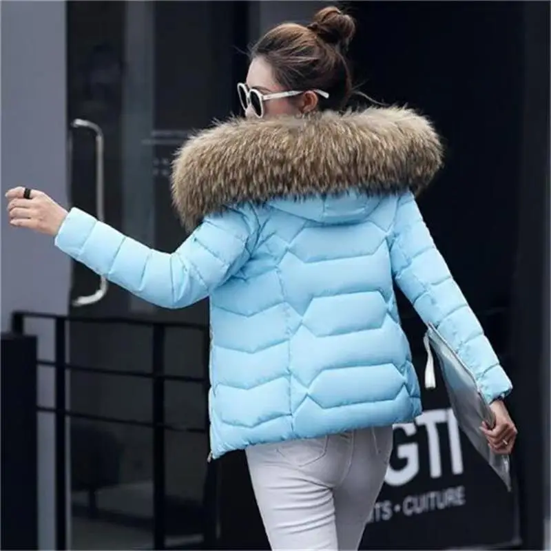 Новая зимняя куртка женская настоящий Енот меховой воротник пуховая ватная куртка женские куртки утолщенная женская зимняя куртка