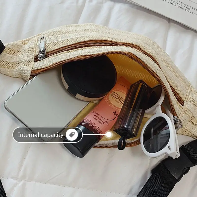 Модная женская поясная сумка для путешествий, сумка для телефона, соломенная сумка, Дамская Повседневная пляжная сумка на пояс, женская сумка на плечо, нагрудная сумка