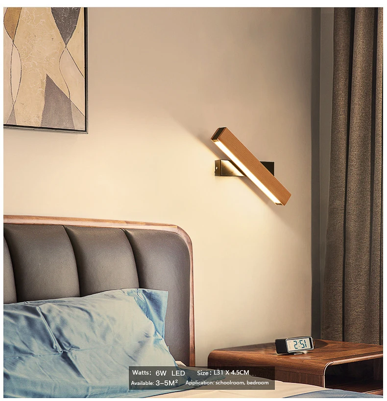 Modern Nordic sconce Wall Light fixture wood Indoor Led Wall Lamps10