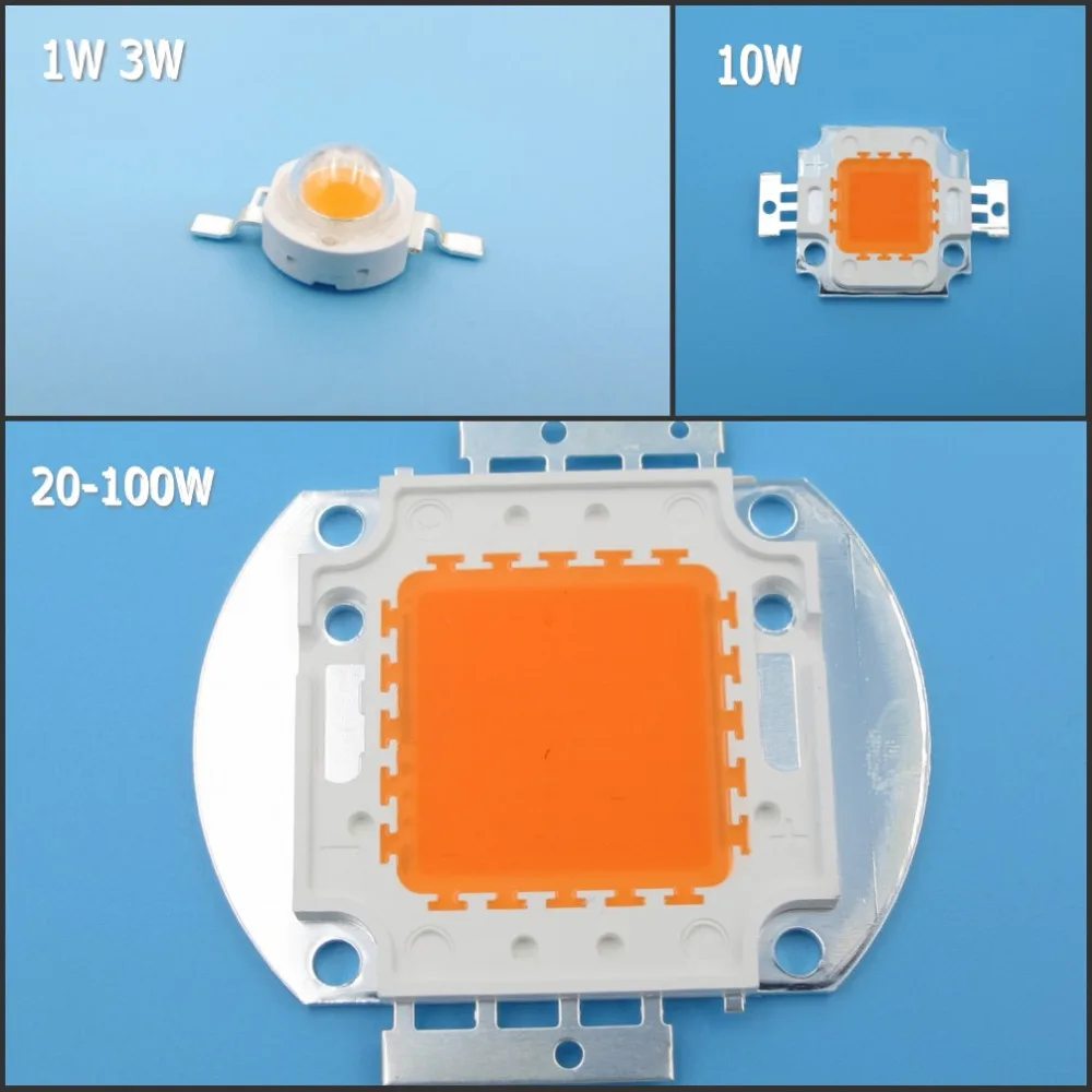 

High Quality 380nm-840nm Full Spectrum led grow chip 1W 3W 10W 20W 30W 50W 100W led plant lights Light Source Epistar 33mil