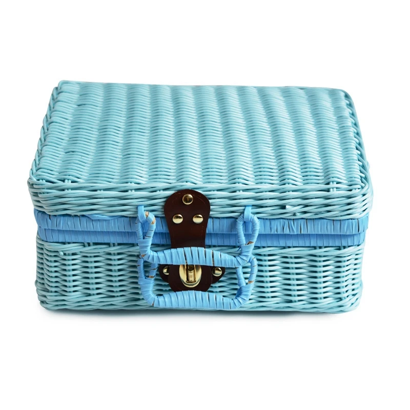 WHISM ручная бамбуковая корзина для пикника, Мини Дорожный чемодан из ротанга, корзина для фруктов, косметичка для еды, корзина для хранения на открытом воздухе