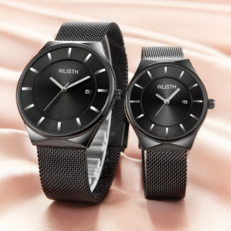 

Ultra-thin Lover's Watches Stainless Steel Mesh Band Watch Mens Top Brand Luxury Casual Women Quartz Wrist Watch Couple Gift