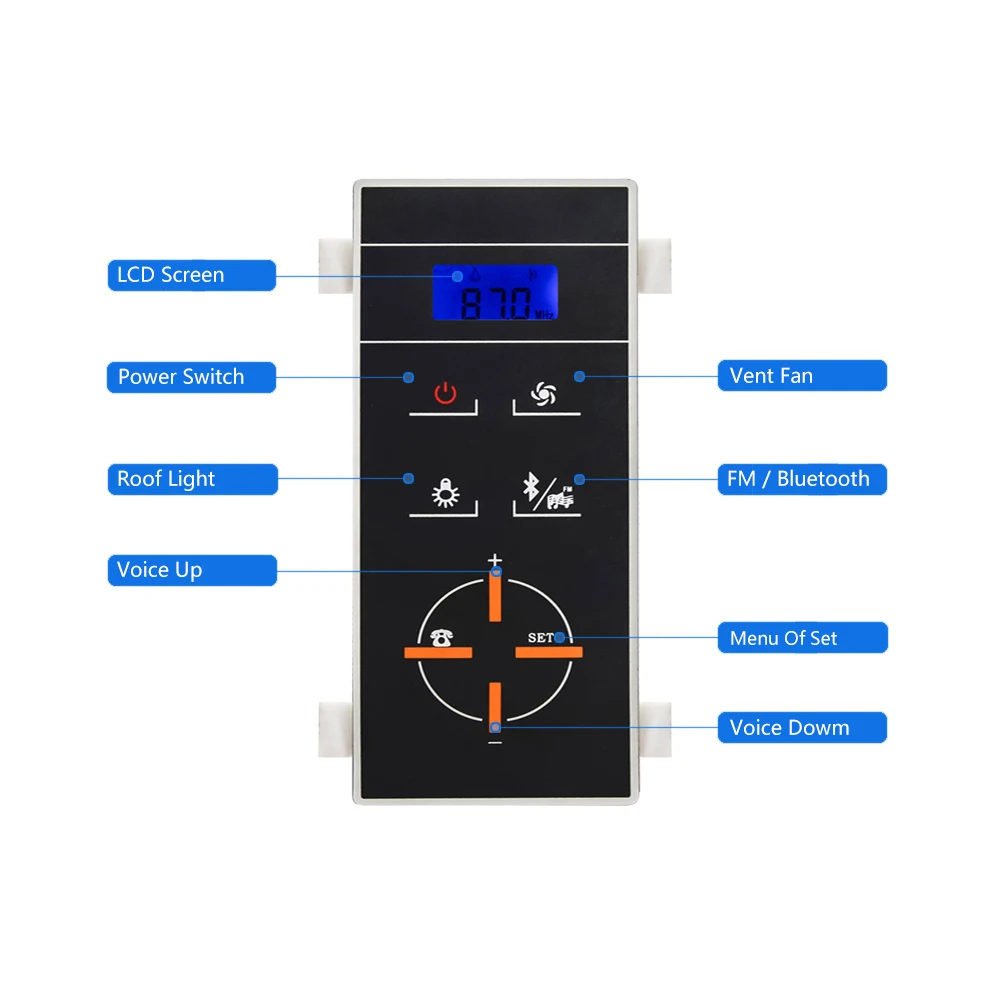 CE сертификация FM Радио панель управления для душевой водонепроницаемый Душ Bluetooth функция динамик/свет/вытяжной вентилятор подключение
