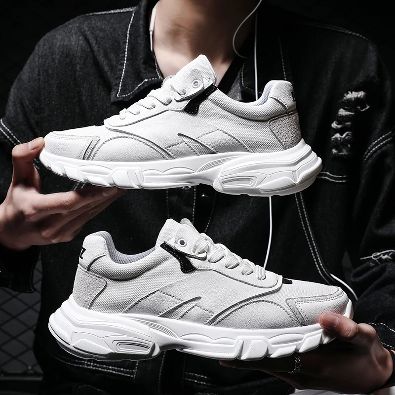 

2019 Genuine Leather Dad Platform Running Shoes Mens Women Outdoor Sneakers Thick Sole Walking Shoes Jogging Sports Chaussure
