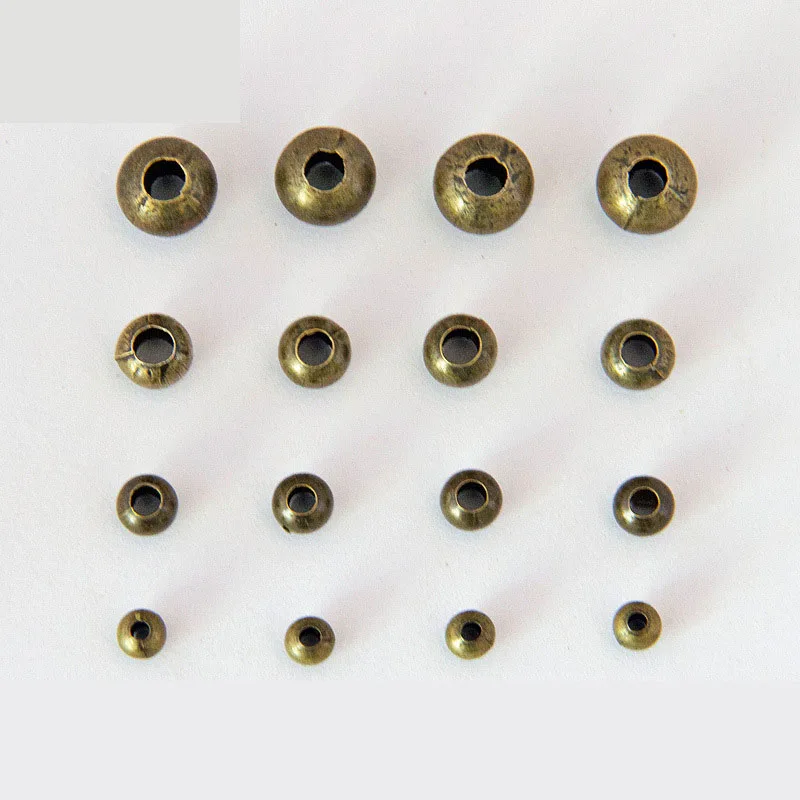 

Aclovex 200pcs 4mm 5mm 6mm 8mm Metal Big Hole Spacer Beads Lot for DIY Jewelry Making Iron Antique Bronze Color Loose Beads