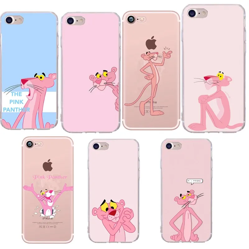 Phone Case For iPhone 7 Plus Color Pink Panther Soft TPU Silicone Iphone Accessories 6 6S 5 5S 8 7/8 plus |