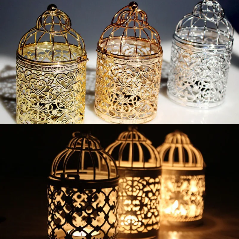 

Vintage Rose Gold Candlestick Openwork Flower Pattern Animal Candlestick Home Garden Decoration Candle Holders Sticks