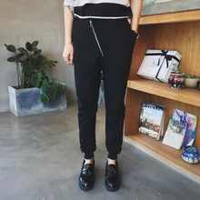 Осень, брюки мужской шерстяной с декоративной молнией повседневные облегающие штаны-шаровары