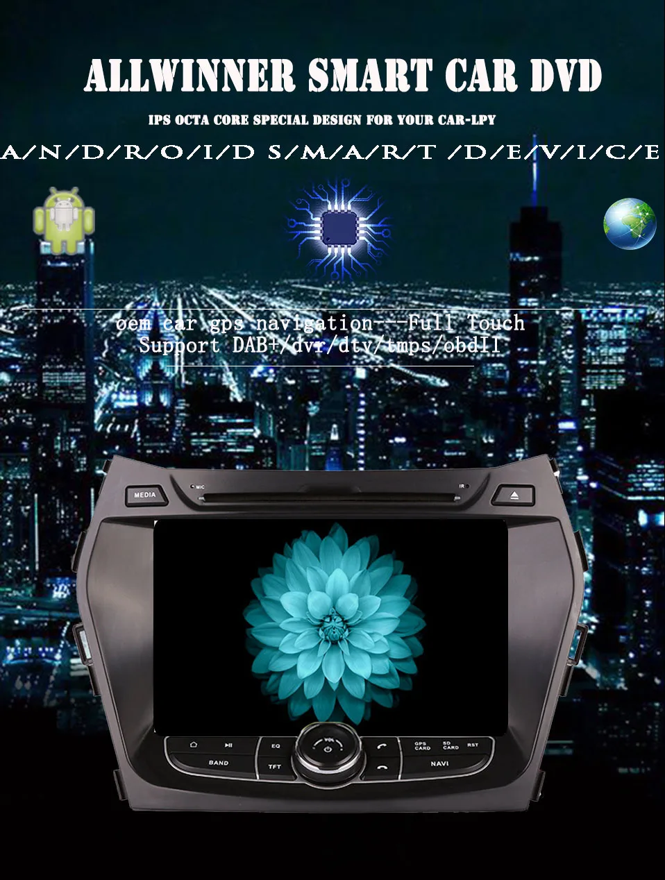 Best Auto 2 Din 4+64GB Android 9.0 Car dvd gps player For HYUNDAI IX45 2013 - 2018 SANTA FE santafe With WIFI Car multimedia Headunit 1