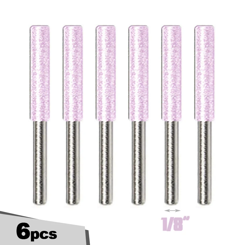 6PCS/set 1/8" Shank 4.8mm Diamond Chainsaw Sharpener Burr Stone File Rotary Tool Mayitr