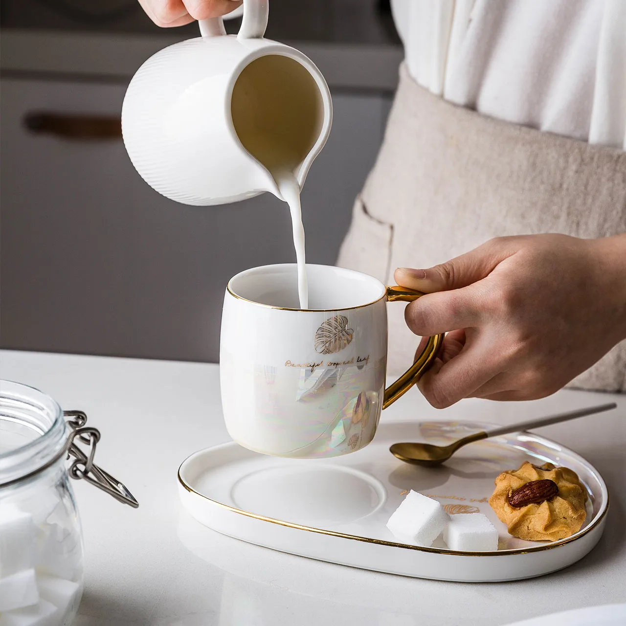 Coffee Cup Dish Home Tableware Set Afternoon Tea Cup Snack Dish Ceramic