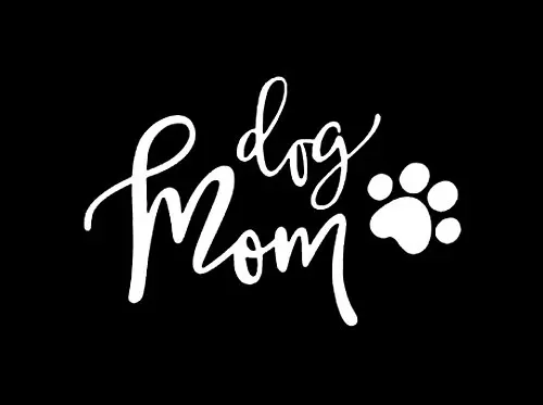 

Dog Mom Decal Vinyl Sticker|Cars Trucks Vans Walls Laptop| White |5.5 x 3.5 in|CCI1347
