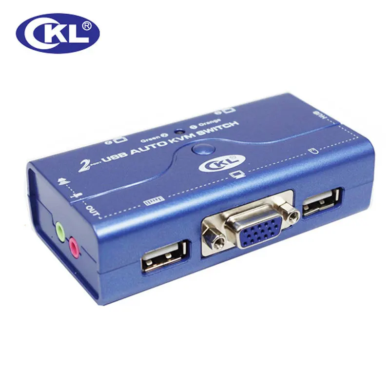 2 Port USB 2.0 VGA KVM Switch with Cabbles Support Audio