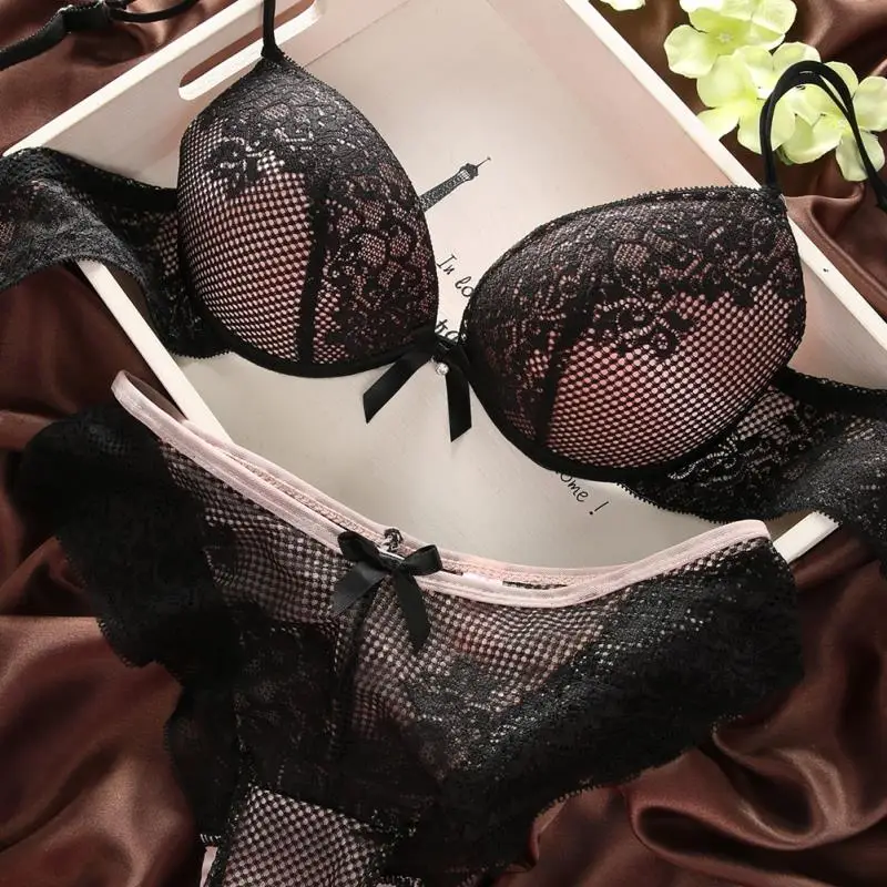Women Lace Sexy Lingerie Push Up Bra Panty Set Cotton Embroidery Underwear Bra Sets