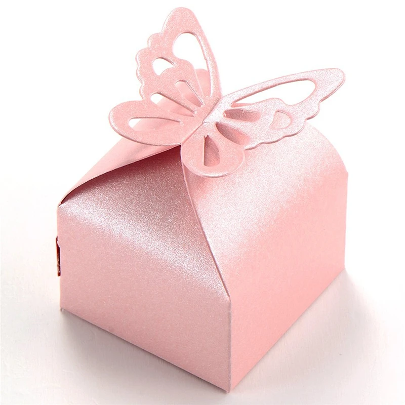 50 шт. коробка для сладостей с бабочкой для свадебного декора крещение, рождение ребенка подарок на день рождения сумка сувениры для гостей вечерние принадлежности