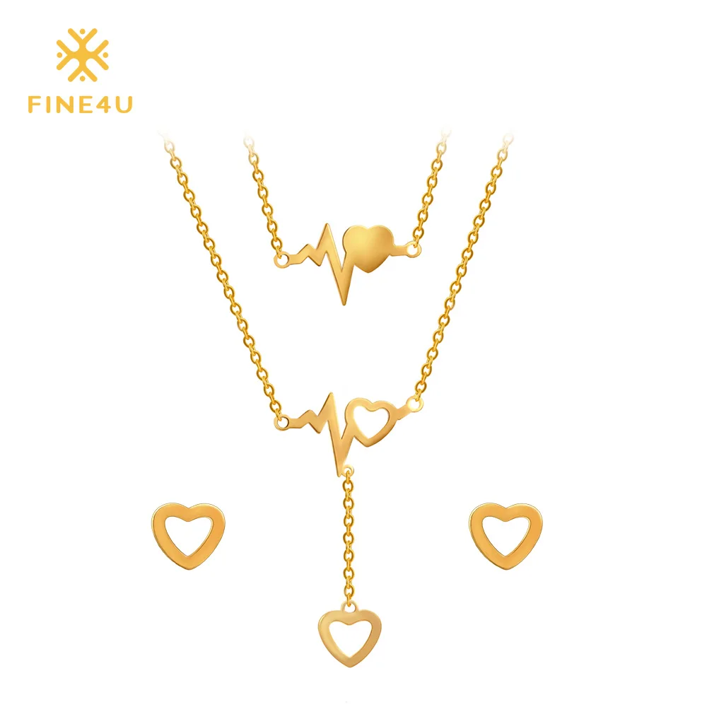 2018 Новинка FINE4U N007 316L Ювелирные наборы из нержавеющей стали для женщин кулон в