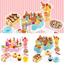 75 шт. дети Пластик претендует игрушки Кухня фрукты резать праздничный торт печенье напиток мороженое свеча Ножи игрушка для для девочек