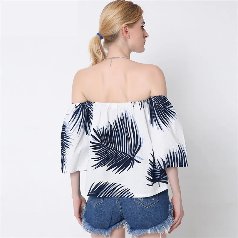 Nuevo estilo cuello cortado tres cuartas partes de filtrado de algodón hombro blusas de las señoras de moda Ropa mujer Vestidos camisas de verano 2018