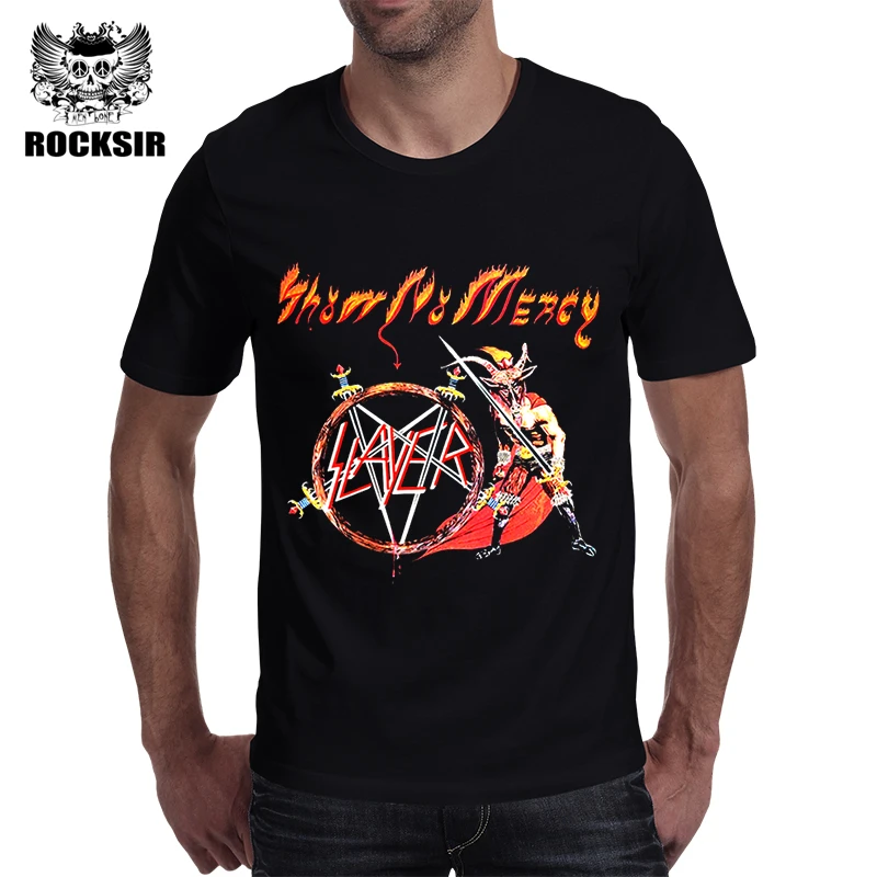 Rocksir Мода 2017 г. Для мужчин футболка Slayer с коротким рукавом печатных футболки