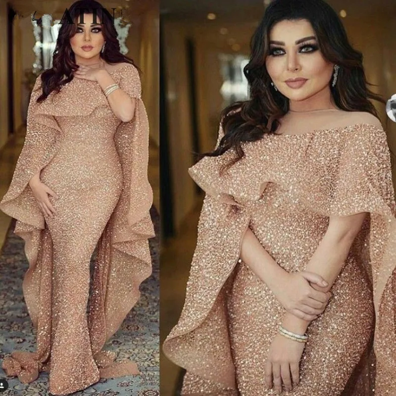 Evening Dress Long 2019 Mermaid Sparkly Glitter Sequin Rose Gold Dubai Saudi Arabic Formal Prom Party Gown Robe De Soiree Evening Dress Long 2019 Mermaid Sparkly Glitter Sequin Rose Gold Dubai Saudi Arabic Formal Prom Party Gown Robe De Soiree