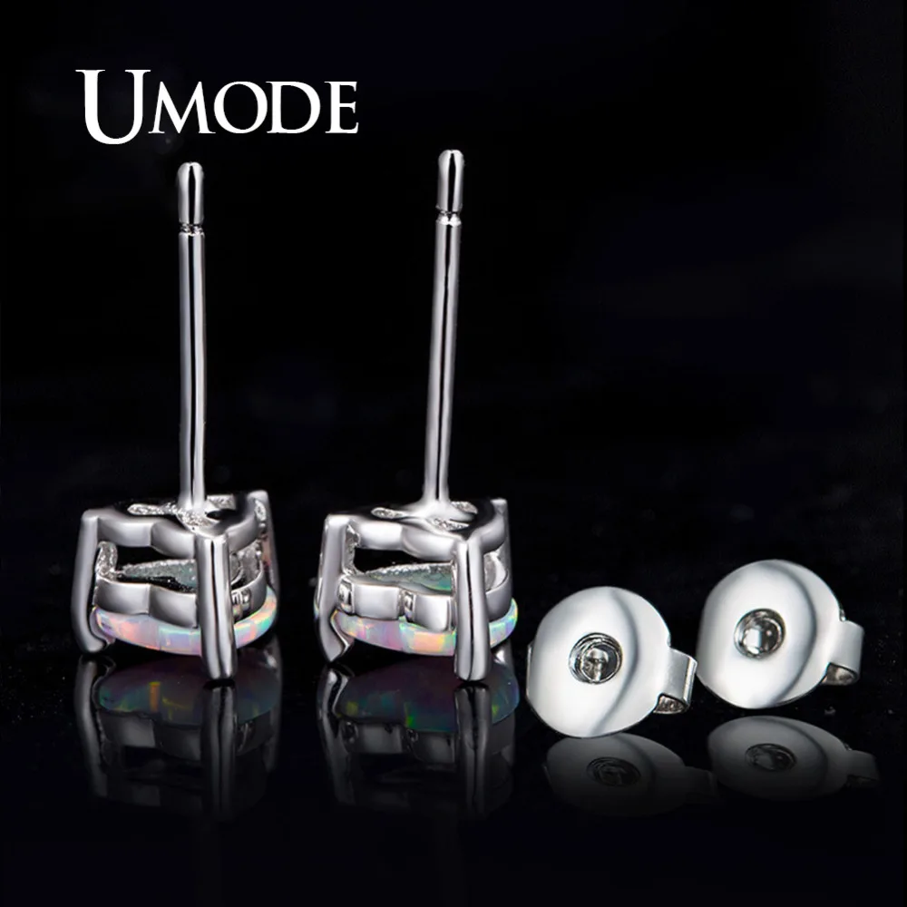 UMODE Cute Heart Opal Stone Stud Earring for Women Fashion Earring Boucle D'Oreille Pendientes Mujer Moda 2018 Oorbellen AUE0384