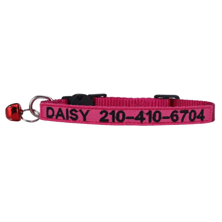 

YDL Personalized Engraved Cat Collar Custom Embroidery With Bell Cat Pet Cats Collars Name collier chat dog collar for cats