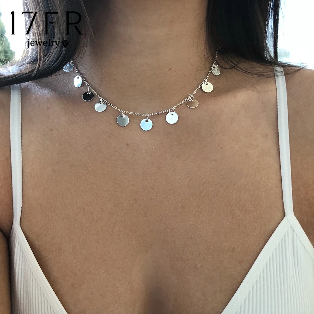 

FNIO New Fashion Gold Color Sequins Coins Tassel Choker Necklace for Women ladies necklace Jewellry A Direct Sale