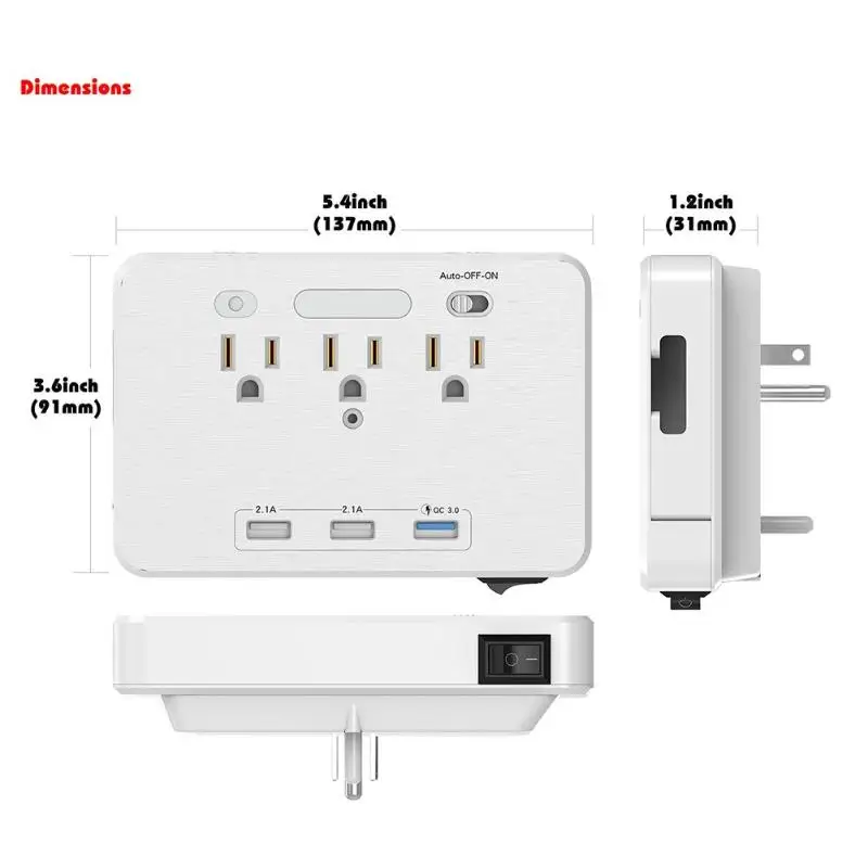 3 usb порта AC Розетка настенная розетка Защита от перенапряжения ночник мощность полосы быстрое зарядное устройство штепсельная вилка США