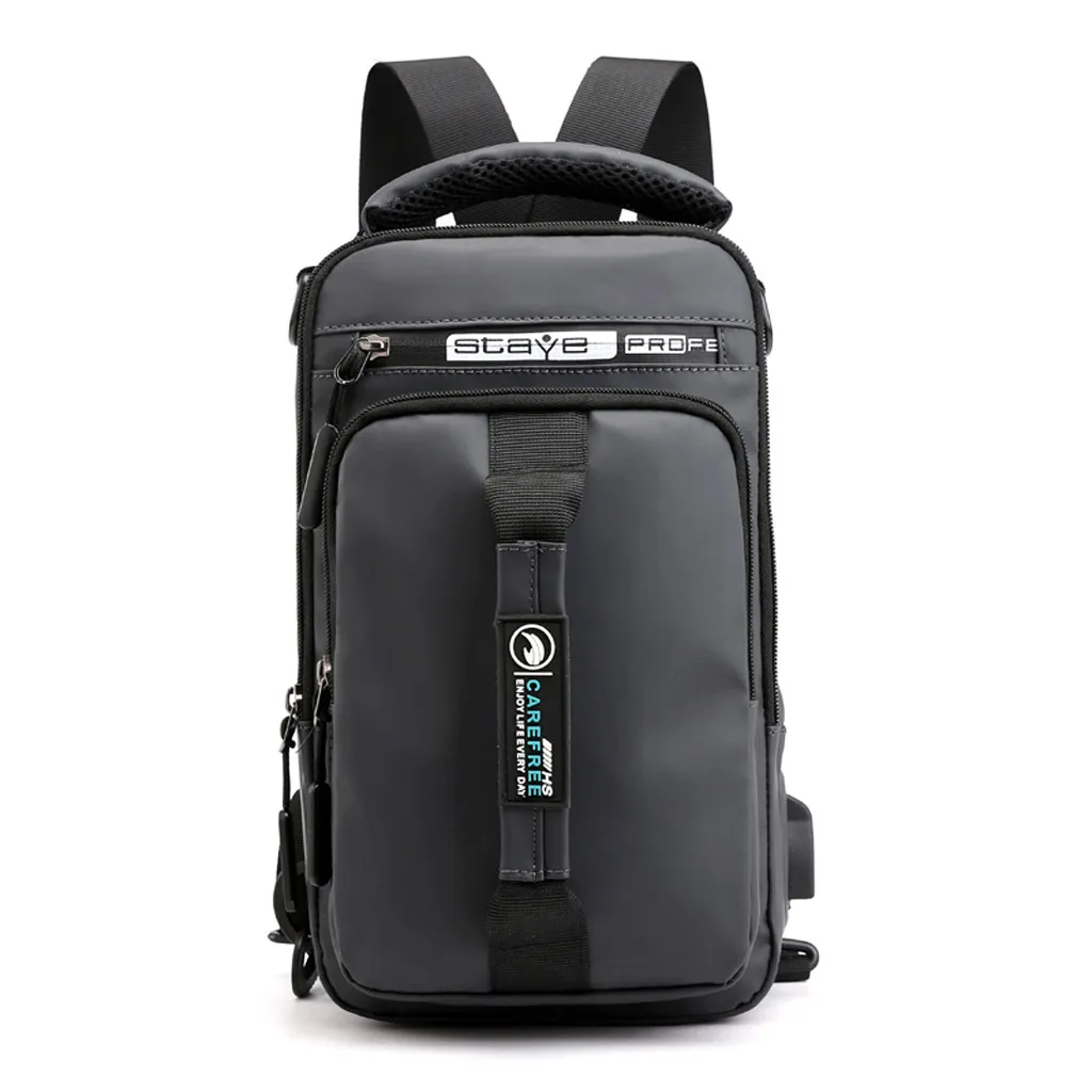 Men Backpack Oxford Cloth Solid Color Shoulder Bag Fashion Outdoor USB Backpacks Waterproof Large Capacity Bags Morral Hombre
