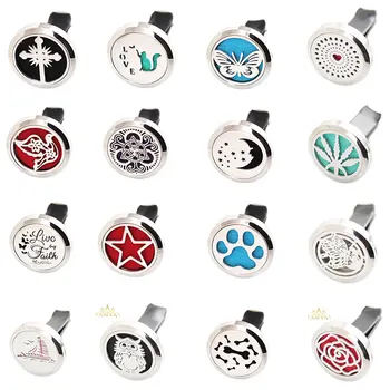

More Than 90 Styles 30mm Diffuser 316 Stainless Steel Car Aroma Locket Essential Oil Car Diffuser Locket Free 50Pcs Pads