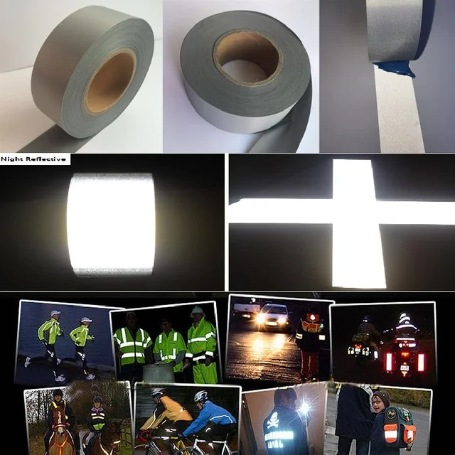 2.5CM/5CM*100CM Long High Visibility DIY Reflective Fabric Warning Safety Traffic Reflective Tape Sewing For Garment Vest Bag 3