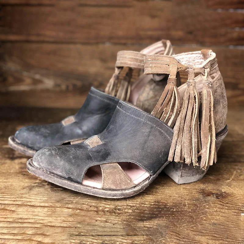 Г., летние женские ботинки обувь на среднем каблуке с бахромой ботильоны из искусственной кожи повседневная обувь с пряжкой и заклепками женские полусапожки