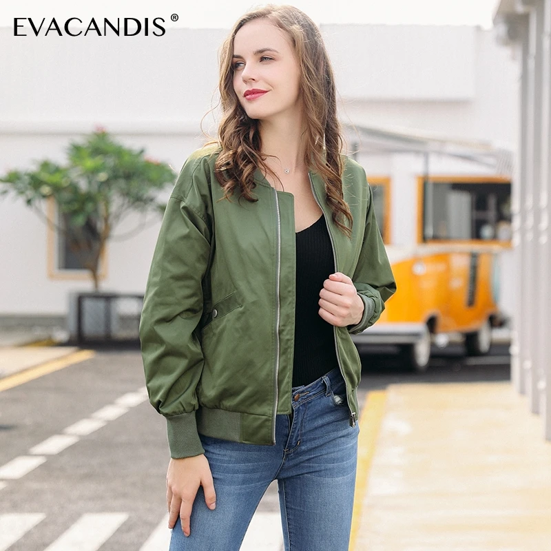 

Short Bomber Jacket Coat Women Korean Vintage Zipper Plus Size Casual Vintage Green Red Black Streetwear Overcoat Autumn 2018