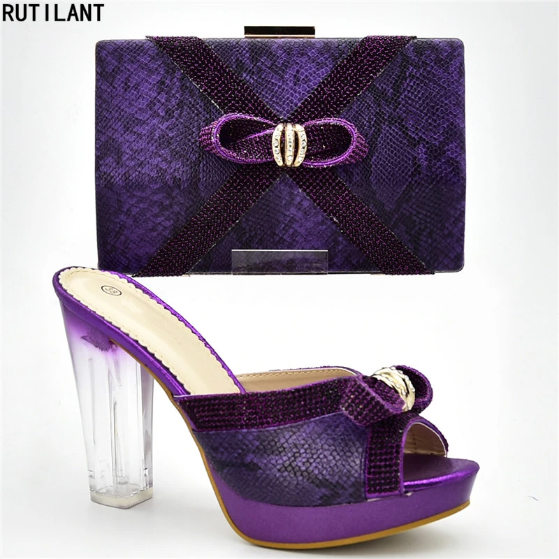

Italian Shoe and Bag Set for Party In Women Italian Shoes and Bags Set Decorated with Rhinestone Luxury Shoes Women Designers