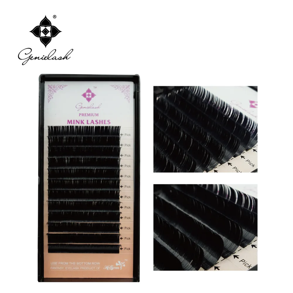 

Genie 6pcs/lot Ellipse Flat False Eyelash Extensions Soft 0.15mm Flat Roots 0.07 Thin Tip False Eyelash