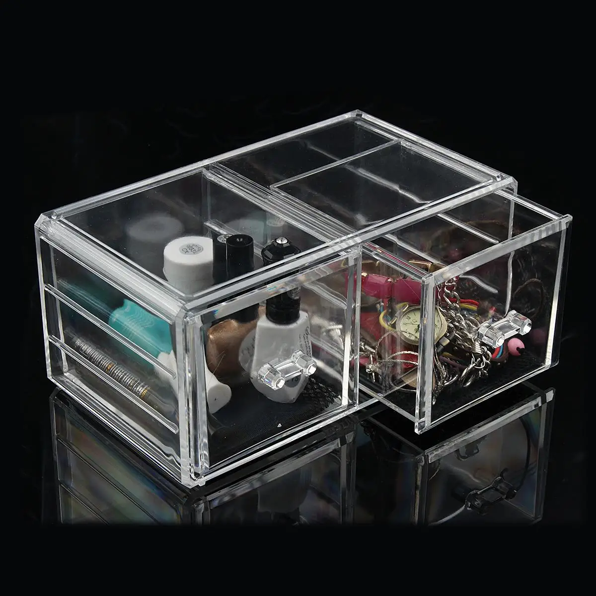 Clear Acrylic Makeup Cosmetic Organizer Case Jewelry Display Holder