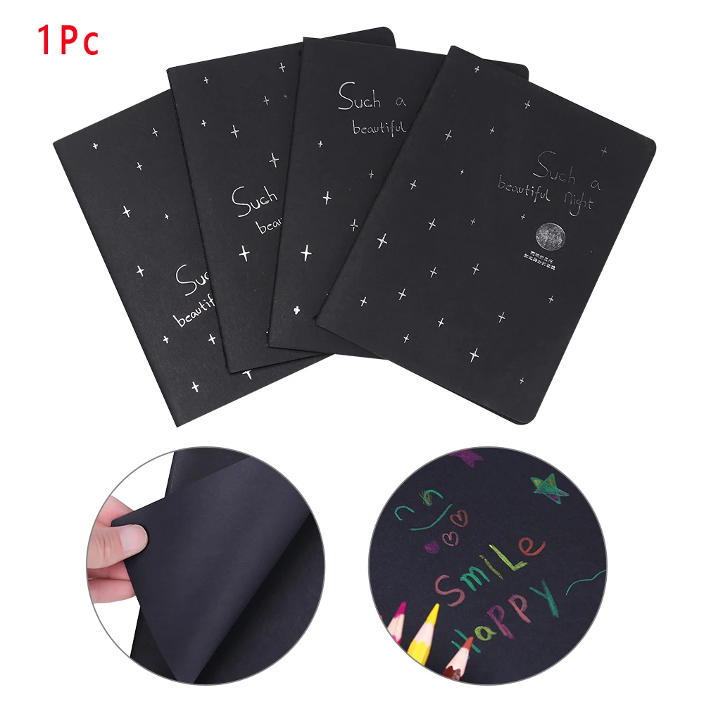 

Black Paper Graffiti Notebook Sketchbook Diary Stationery For Painting Notepad Drawing Office School Supplies Gift