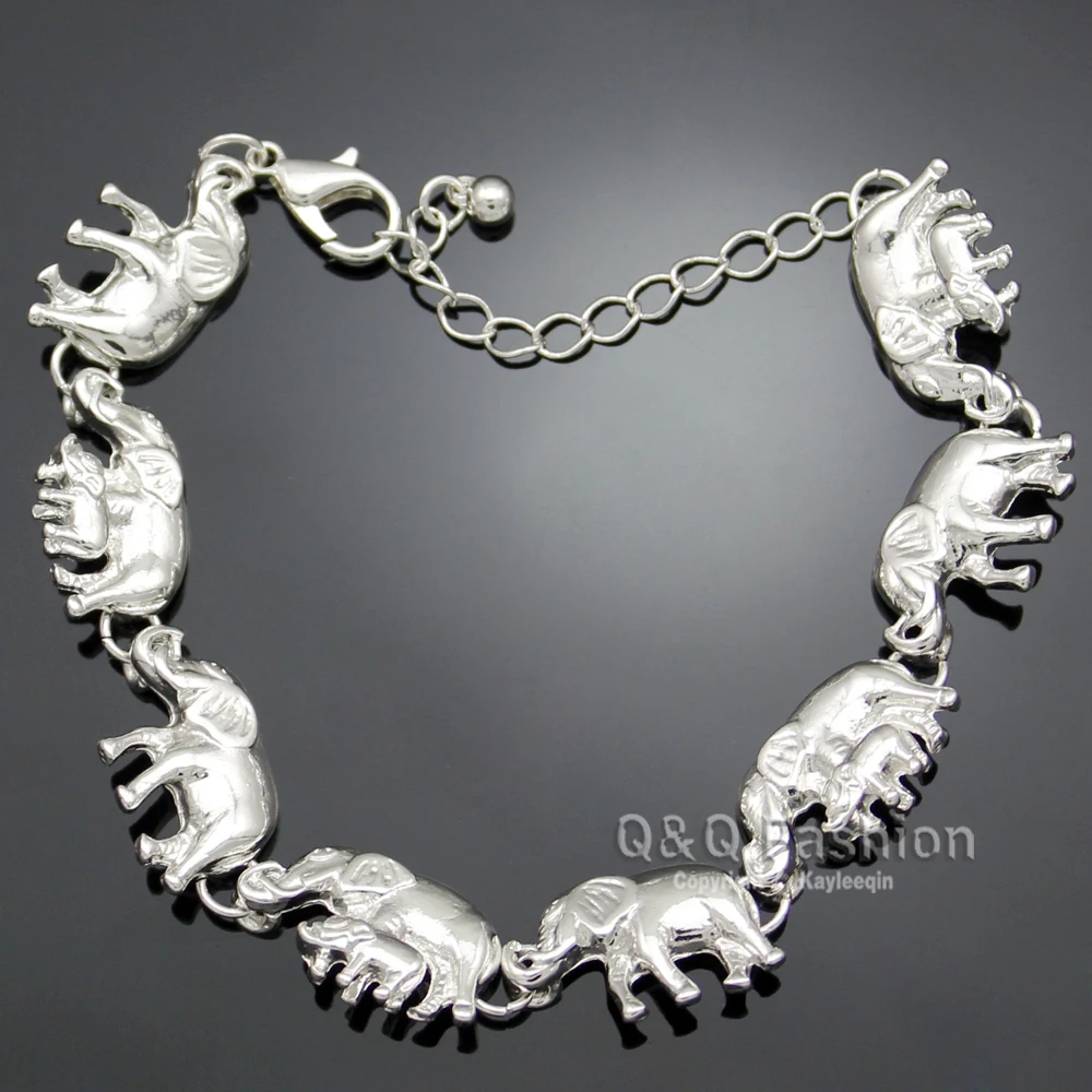 New Fashion Silver Plated Elephant Pendant Bracelet For Woman Baby Link Hindu Ganesh Charms Chain Bangle Man Jewelry Accessories